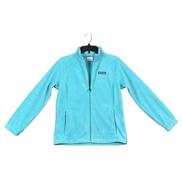 Columbia Youth Girls Full Zip Fleece Jacket Size 18 (XL) Aqua Zip Pockets - Picture 9 of 13